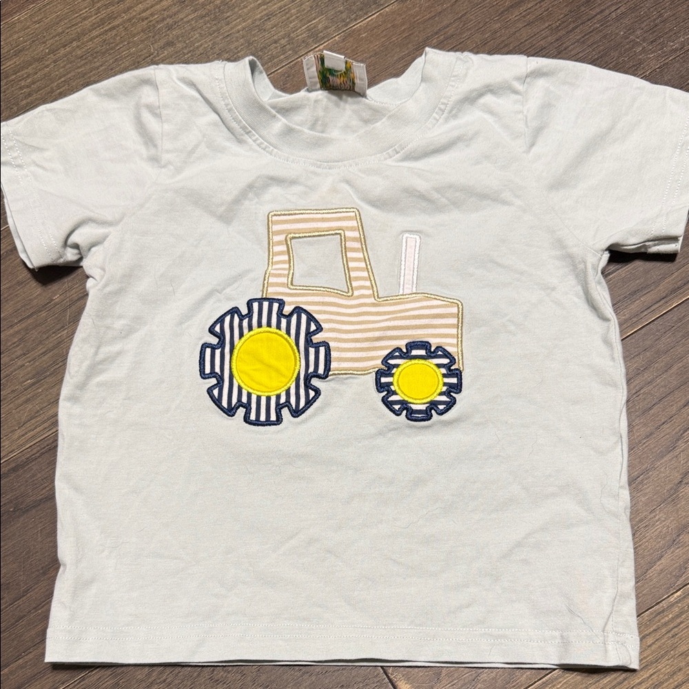 Kids Tractor Embroidered T-Shirt - Cream
